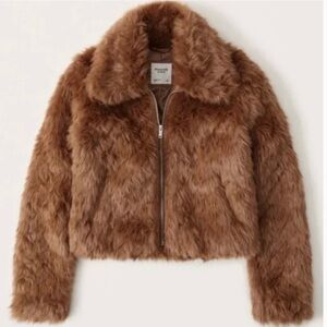 Abercrombie & Fitch Brown Faux Fur Bomber Jacket